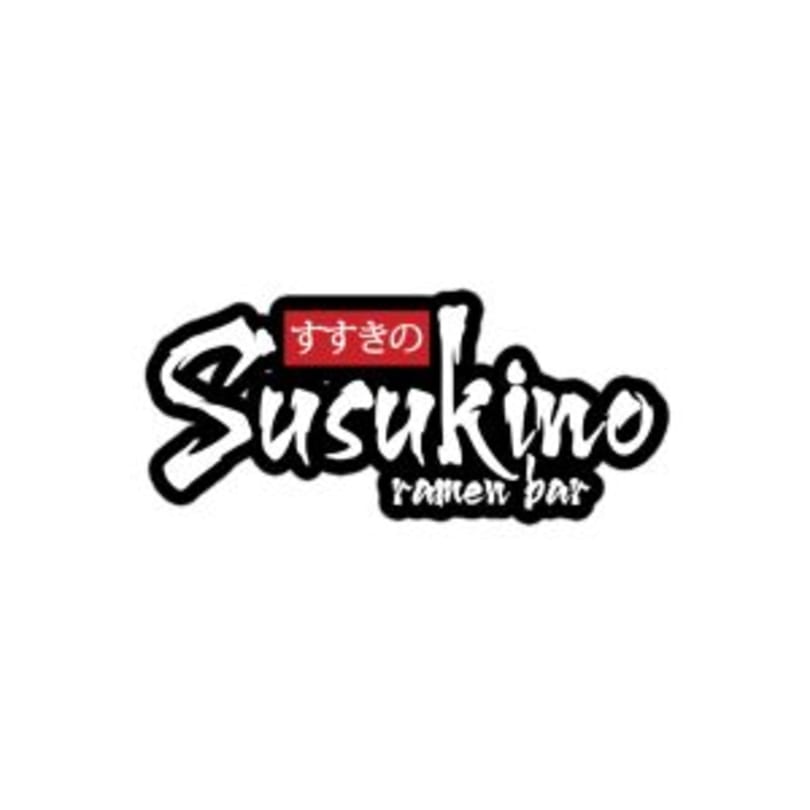 Susukino Ramen Bar logo, featuring black brushstroke text with a red banner.