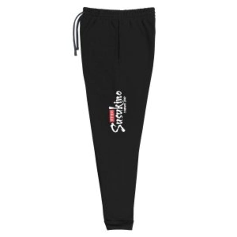 Black sweatpants with the Susukino Ramen Bar logo in white script on the left leg.